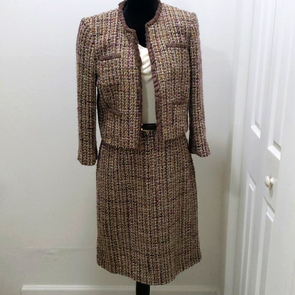 USED Antonio Melani Tweed dress and matching crop jacket.
